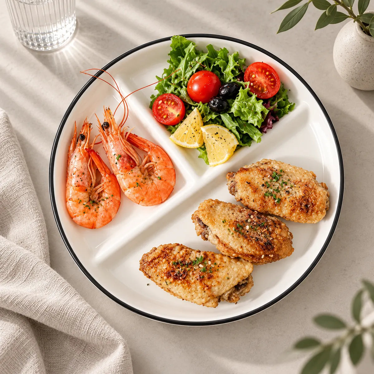 Dishwaft Ceramic Portion Control Plates Set