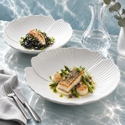 Dishwaft Petal Shaped Porcelain Dinner Plates