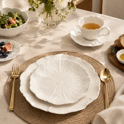 Dishwaft Embossed Floral Ceramic Plates Set