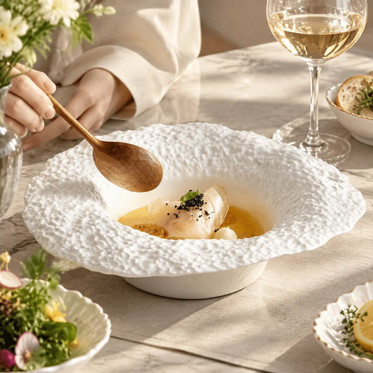 Dishwaft Textured Ceramic Pasta Plate