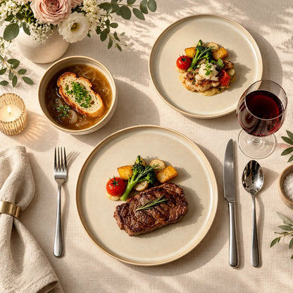 Dishwaft Ribbed Stoneware Dinnerware Set
