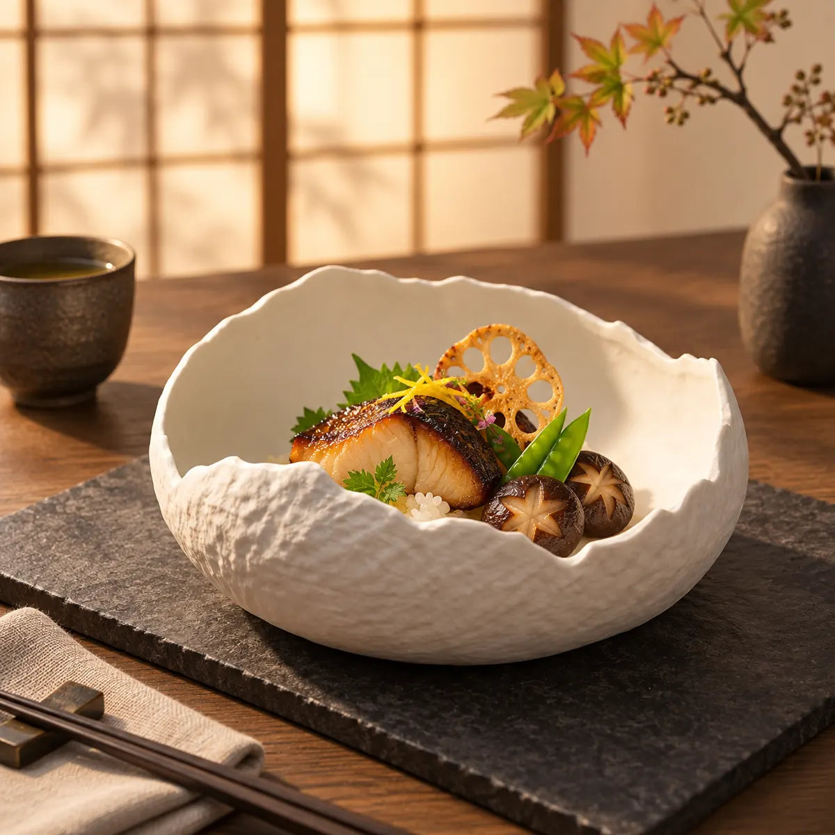 Dishwaft Irregular White Ceramic Salad Bowl