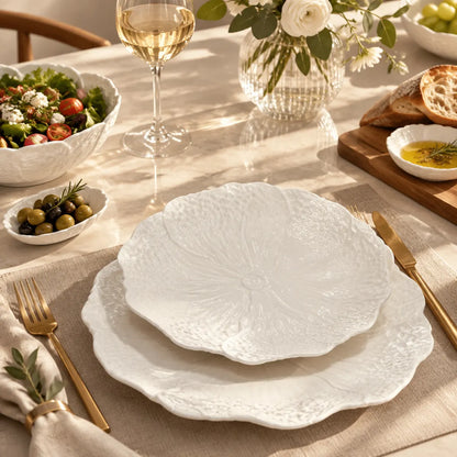 Dishwaft Embossed Floral Ceramic Plates Set