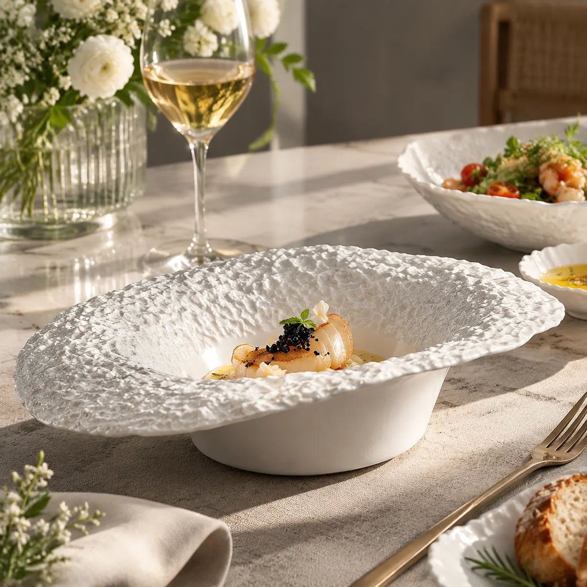 Dishwaft Textured Ceramic Pasta Plate