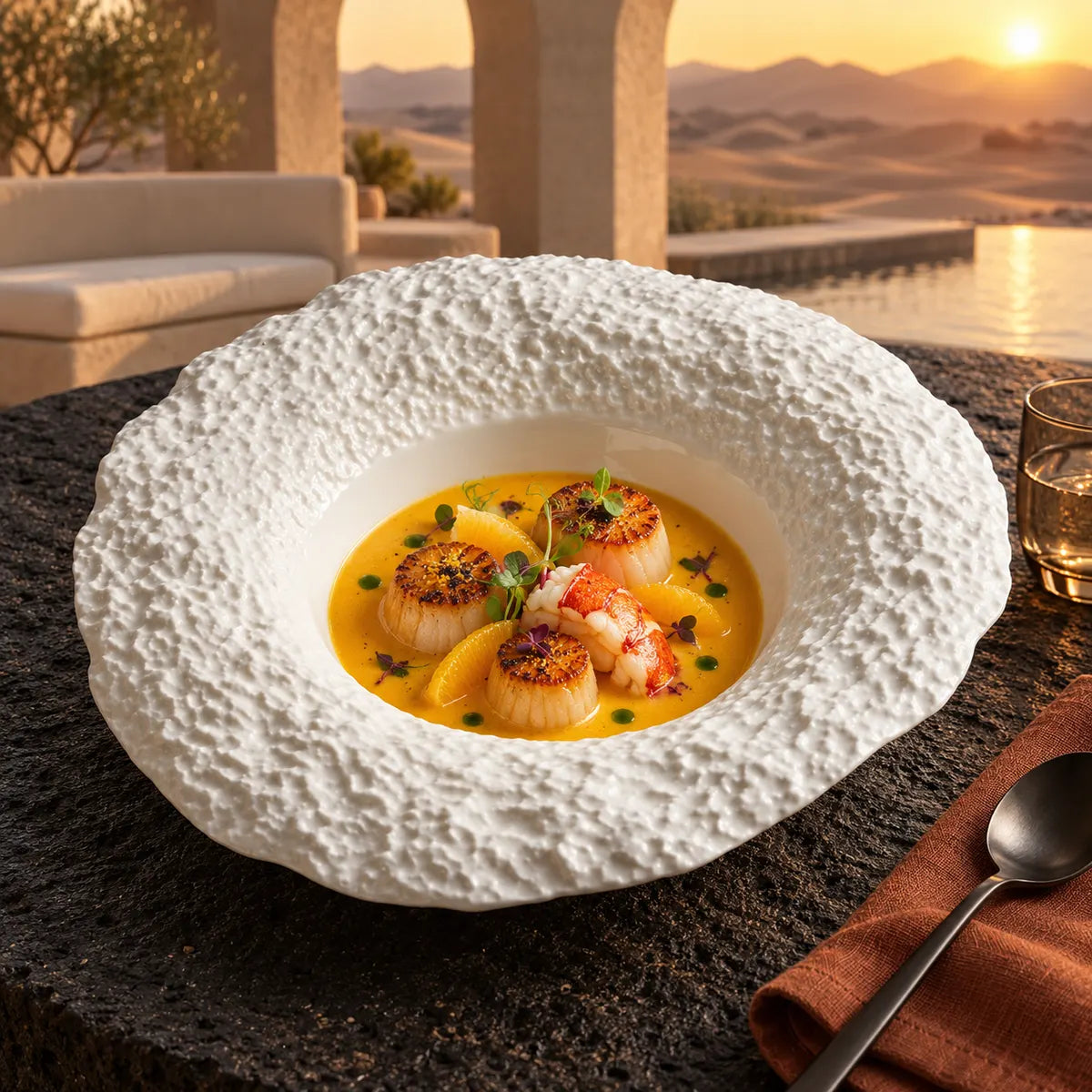 Dishwaft Textured Ceramic Pasta Plate