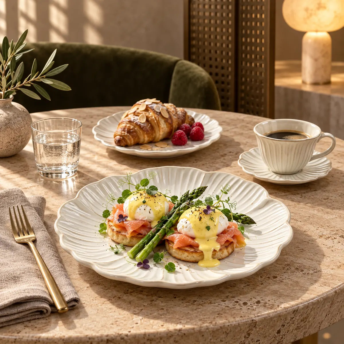 Dishwaft Floral Ceramic Dinner Plates Set