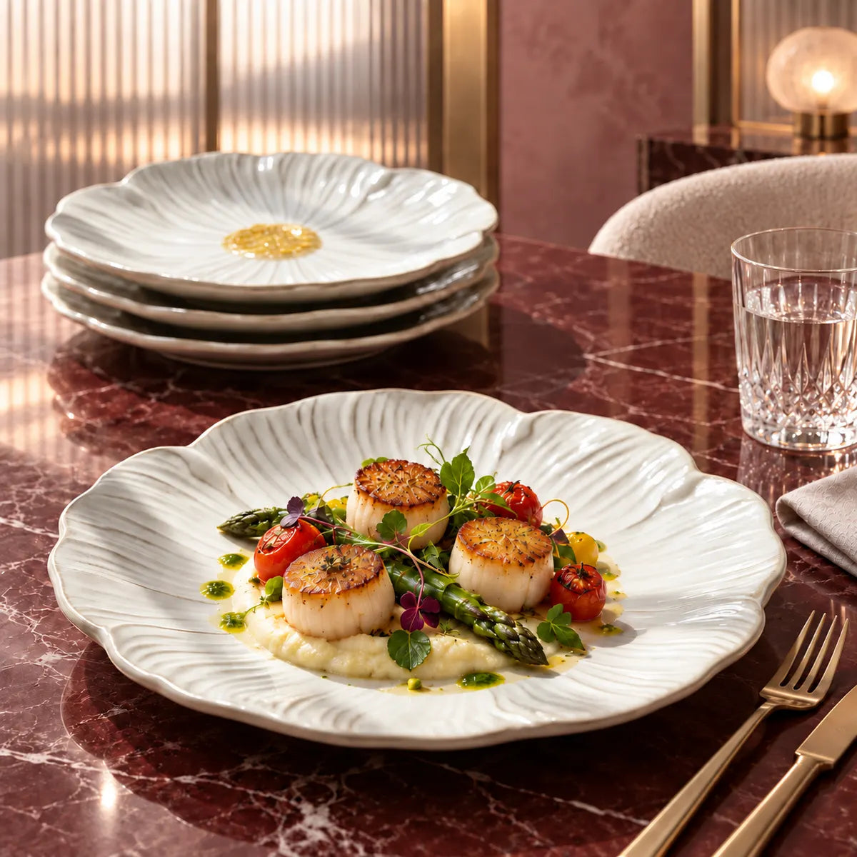 Dishwaft Floral Ceramic Dinner Plates Set