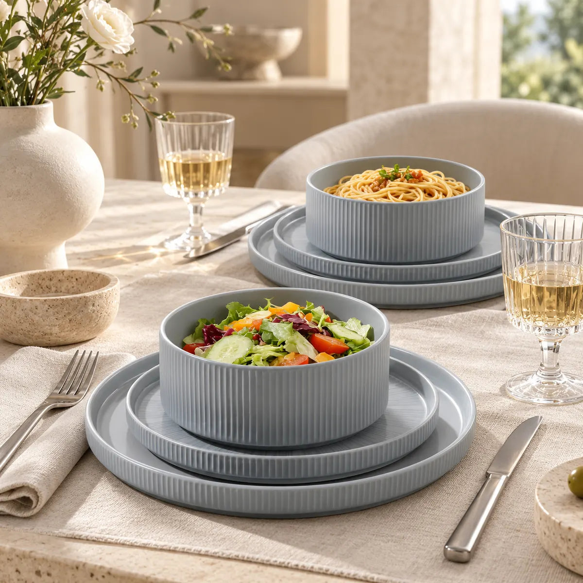 Dishwaft Blue Stoneware Dinnerware Set