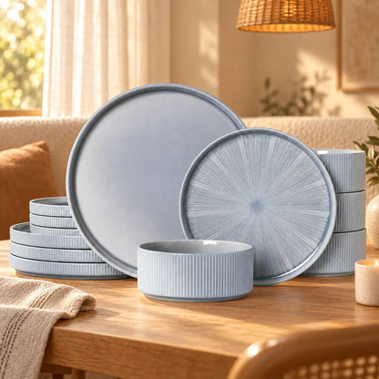 Dishwaft Blue Stoneware Dinnerware Set