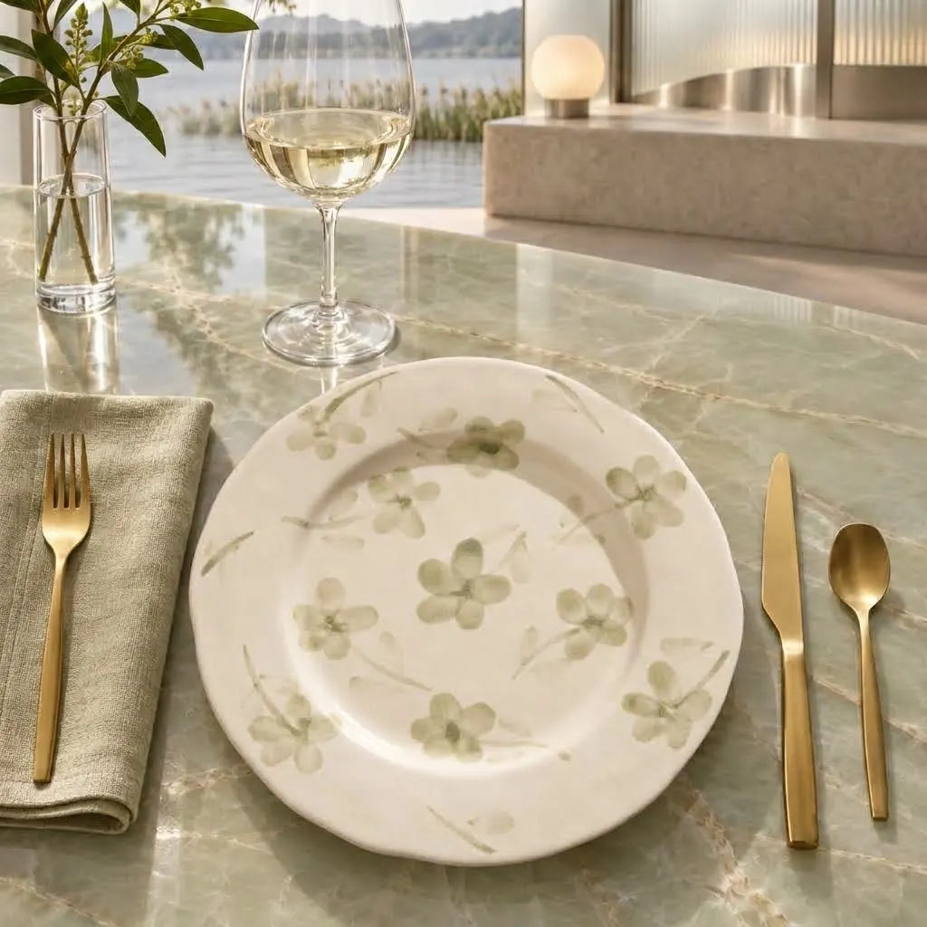 Dishwaft Handpainted Floral Dinner Plate Set